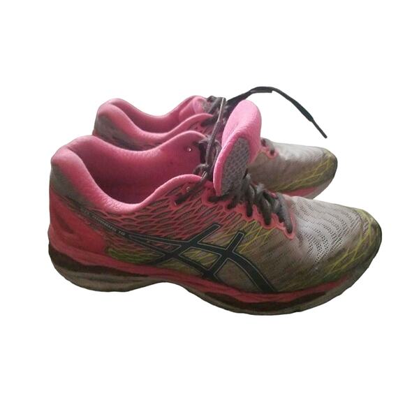 Asics Gel Nimbus 18 IGC Guidance Line Running Shoes Pink Grey Women Size 8 (25) - Picture 1 of 16